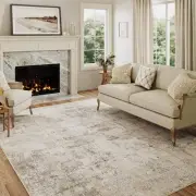 5x7 Washable Area Rug Beige Grey Neutral Abstract Living Room Bedroom Throw R...
