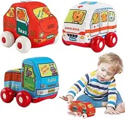 Car Soft Toy for Kids - Fabric Vehicle Toy | Early Learning Toddler Trucks, Cartoon Ambulance Express Vehicle Taxi Model for Kids Aged 0-7 Years Old