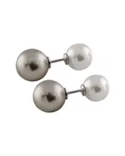 Splendid Pearls Rhodium Plated Silver 12-14mm Shell Pearl Drop Earrings