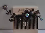 KIRKS FOLLY DEEP PURPLE CRYSTAL FLOWER HAIR COMB