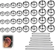 [GXGM] 40pcs 14/16/18/20mm Stainless Steel Piercing Balls & Bar for Lip Helix Eyebrow Septum Tongue Navel Piercing, Bronze, M