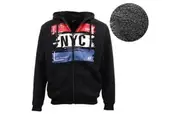 Men's Thick Zip Up Sherpa Fleece Fur Hoodie Jacket Jumper New York City NYC Coat - Black