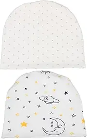 [Abaodam] Newborn Bonnet for Boys Girls 2pcs Cotton Hat Ponytail Hole Bonnet Decorative Hat for Travel Newborn Cap (m)