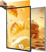 LED Advertising Light Box,Wall-Mounted Advertising Display Frame,Ultra-Thin Tempered Glass Illuminated Poster Display, Restaurants Menu Board,for Restaurants,Bars,Shops(Black,60 * 90CM)
