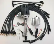 Small Female Cap CHEVY 396 427 454 HEI Distributor + Black Plug Wires + 60k Coil