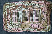 Hand Made Crochet Table Runner Brown, Pink and Mint green