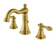Kingston Brass Two-Handle 3-Hole Deck Mount Bathroom Faucet Brushed Brass