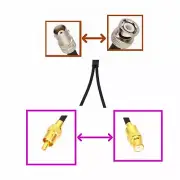 1x BNC to 2x RCA phono Male/Female DVB Splitter/Combiner Y Adapter 6" COAX cable