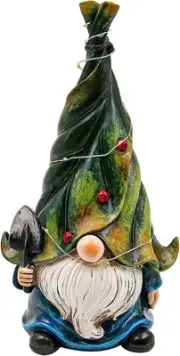 Solar Powered Garden Ornaments, Decorative PTop Hat Elf Statue with Solar