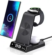 Phelinta 3 in 1 Wireless Charging Station for Samsung S25 Ultra, Wireless Charger for Samsung S25/S24/S23/Note 20/Z Flip 6/Z Fold 6, Charger Station for Galaxy Watch Ultra/7/6/5, Galaxy Buds 3/3 Pro