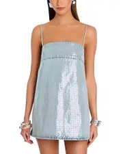 Retrofete Nadiya Sequined Denim Dress
