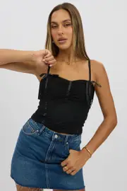 Black Mesh Singlet Top - Size 16XL, Women's Singlet