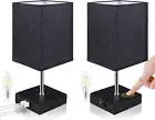 Bedside Lamp Touch Dimmable Set of 2 LED Table Lamp with 2 USB Quick Charge Port