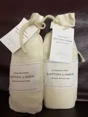 Set 2 Restoration Hardware Stonewashed Cotton Linen Pillow Standard Shams Ivory