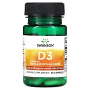 Swanson, Vitamin D3, High Potency, 25 mcg (1,000 IU), 30 Capsules