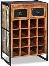 Wine Rack for 16 Bottles - Solid Reclaimed Wood Freestanding Floor Countertop Storage with 2 Drawers - Industrial Style Wine Cabinet Holder for Kitchen Bar Organizer Display