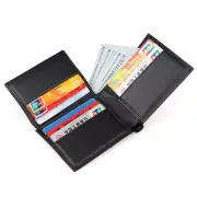 Men's Cowhide Leather Business Bifold Wallet RFID Blocking Card Holder Purse