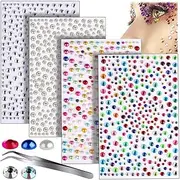 Slzhds Self Adhesive Pearl Stickers, 1300 Pcs Face and Hair Gems, Face Gems Hair Pearls, Self Adhesive Rhinestones and Gem for Set for Hair, Makeup, Eye, and Nail Crafts, Assorted Sizes (1300PCS)