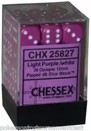 Chessex Opaque 12mm dice set light purple with white pips 36 pieces die set mtg