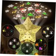 Christmas Tree Topper Lighted, Gold Star Tree Topper Lights with 5 Projection