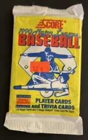 1990 Score Baseball Card Pack Dick Schofield Angels (Top) Roy Smith Twins (Back)