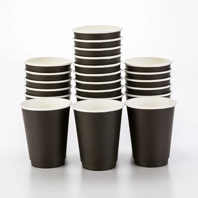 1000pcs 8Oz Black Single Wall Paper Cups 230ml Coffee Tea Cold Warm Drinks Syd