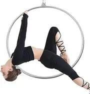 Stainless Steel Home Aerial Hoop Kit, Large Adult Beginners Lyra Hoop Yoga Art Rings, Fitness Performance Aerial Ring Gifts with Swivel, 90cm