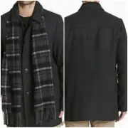 Dockers Mens (Size S CH) Wool Blend Walking Jacket With Plaid Scarf Black