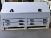 White Steel Tool Box 1500mm Truck Box Industrial Ute Box With 4 Drawers & Shelve