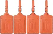 Teskyer Pack of 4 Suitcase Tags, Suitcase Tags, Air Travel, PU Leather, Toughened Quick Identification, Privacy Protection, Luggage Tag, with Address Label, Orange