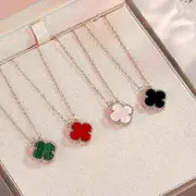 Necklace-Lucky Clover-Charming Agate-Elegant Gift Black Yellow gold