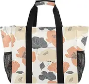 [sanluoli] Bag For Trunk Collapsable Tote Bag For Beach Water Resistant Canvas Carrying Tote, Clear Lines Bohemian Flowers Safari, 1 size