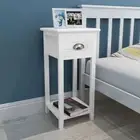 Wooden Bedside Cabinet Side Table Bedroom Nightstand With Drawer Storage White