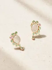 [Pascale Monvoisin] Pascale Monvoisin - Jasmine 9-karat Gold, Moonstone And Tsavorite Earrings - One size One size Gold