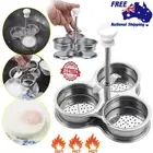 3 Holes Stainless Steel Egg Poacher Poaching Pan Steamer Boiler Cooker Mold RL