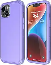 [Diverbox] for iPhone 14 Case [Shockproof] [Dropproof] [Tempered Glass Screen + Camera Lens Protector],Heavy Duty Protection Phone Case Cover for Apple iPhone 14 (Purple)