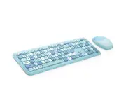 Wireless Keyboard and Mouse Combo 2.4GHz with Numeric Keypad - Round Keys (Blue)