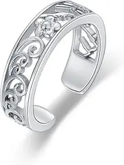 [Flpruy] 925 Sterling Silver Adjustable Toe Ring/Knuckle Ring for Women - Mountain and Wave Ring Hawaiian Toe Rings for Women Summer Beach Barefoot Jewelry