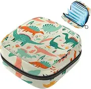Period Bag,Sanitary Napkin Storage Bag,Ancient Cartoon Dinosaur,Tampon Holder for Purse