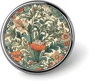 [FZMVSQH] Green Floral Pattern Printed Round Button Pin Badges Metal Pinback Buttons 1 Inch Pins for Hat Shirt Clothing Bags Decoration, Circular, Aluminum