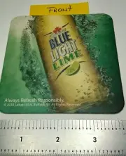 LABATT BREWING CO of ONTARIO CANADA, "BLUE LIGHT LIME" BEER COASTER.