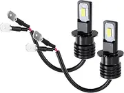 X AUTOHAUX H3 Fog Lights Bulbs Headlight Bulb 80W Power 2 LED 3570 Chips Auto LED Car Driving Running Lamp Bright Waterproof Aluminum White (Set of 2)