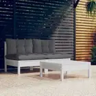 3 Pcs Patio Sofa And Table With Cushions Modular Lounge Furniture Set Pine Wood