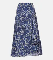[Ulla Johnson] Ulla Johnson Sabina printed cotton-blend maxi skirt AU 16 blue
