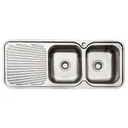 IAG Appliances Double Bowl Right Hand Home Sink With Drainer Stainless Steel