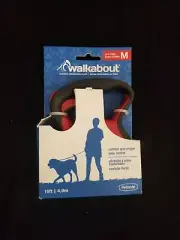 Petmate WALKABOUT Retractable 16 Ft Leash MED up to 50 Lbs Black/Red