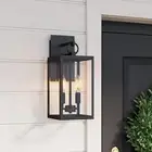 Nathan James Ferris Outdoor Black Wall Sconce Light Fixture, Porch Lantern fo...