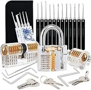 30 Pcs Lock Pick Set, Professional-Grade Lock Picking Kit with 3 Clear Practice Padlocks, Complete Locksmith Training Tools for Beginners, Includes Step-by-Step Guide & Storage Case