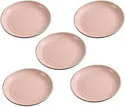 ZGWANSUI 15cm Wheat Straw Appetizer Plates, Unbreakable Small Dessert Plates Set of 5, Lightweight Round Dishes Tableware, Reusable Flat Dinner Platters for Snack, Fruits, Noodles (Pink)
