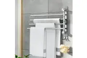 Towel Rail Rack Holder 4 Bars Wall Mounted Stainless Steel Swivel Hanging Hook